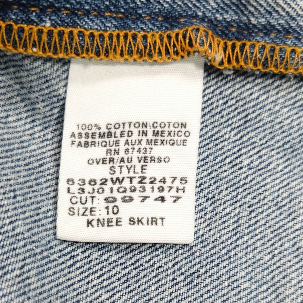 Polo Jeans Ralph Lauren Denim Knee Skirt Front Split Flag Tab Medium Wash 10 - Picture 6 of 8